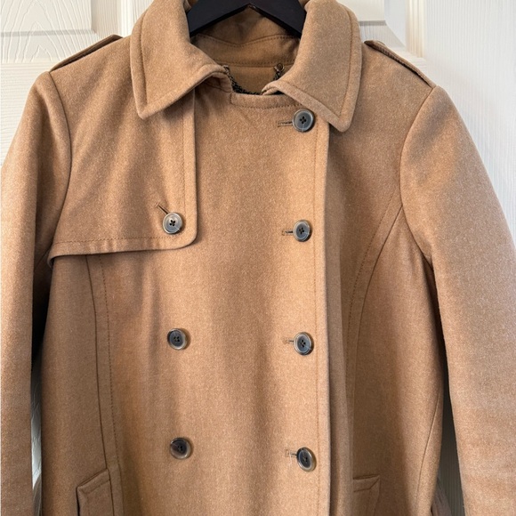 J. Crew Nello Gori Tan/Camel Pea Coat Trench Size 8 - Picture 4 of 12